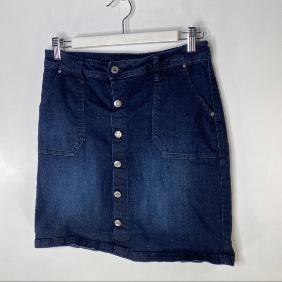 Kensie Jeans Button Front Denim Skirt - Picture 2 of 10